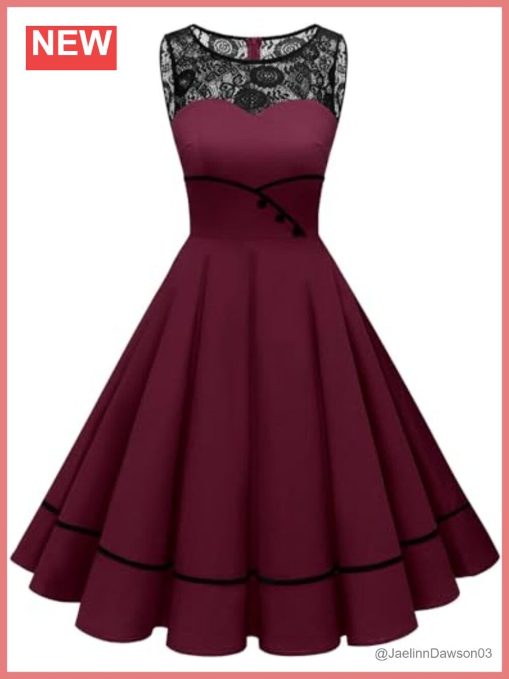 Women's 50s Vintage Floral Lace Swing Dress Sleeveless Cocktail Party